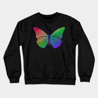 Butterfly design created using line art - colorful rainbow background version Crewneck Sweatshirt